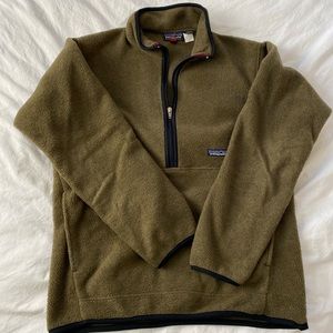 Patagonia Synchilla Olive Fleece pullover 1/4 zip kangaroo pocket medium